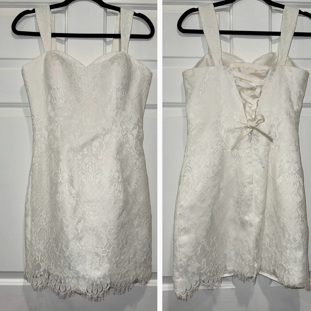 Elegant Ivory Lace Overlay Dress